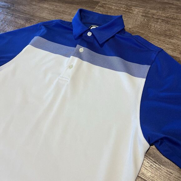FootJoy Other - FootJoy Golf Polo Mens XL Blue White Colorblock Short Sleeve Performance Logo